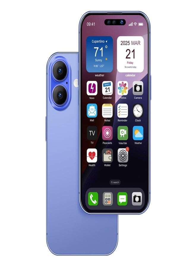 FufoneUS Dummy Fake Phone Model, Looks Like The Real Phone Compatible with Phone 16, for Cell Phone Store Display or Send a Toy Phone 16 for Kids (Blue Rainbow Front) - Image 1